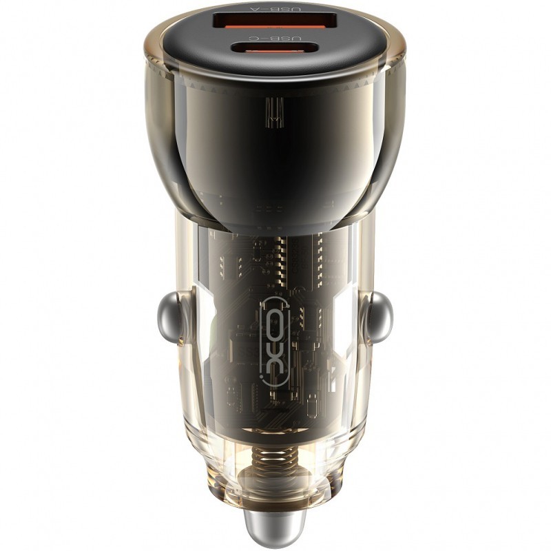 XO XO - Chargeur de voiture CC60 60W - 3A - 1port USB-A / 1 port USB-C - Noir