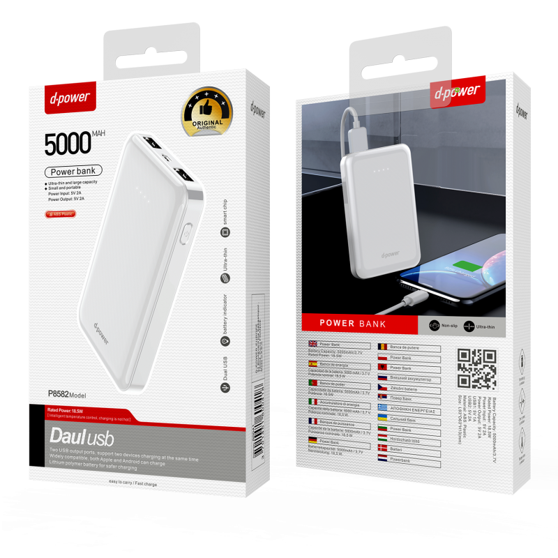 D-Power D-power : Power Bank 5000mAh P8582 - Blanc