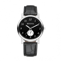 Montre à Quartz pour Hommes Modiya Bracelet en Cuir PU avec Petit Cadran Noir