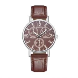Montre à Quartz pour Hommes Modiya Bracelet en Cuir PU avec 3 Petit Cadran Modèle 999 Marron
