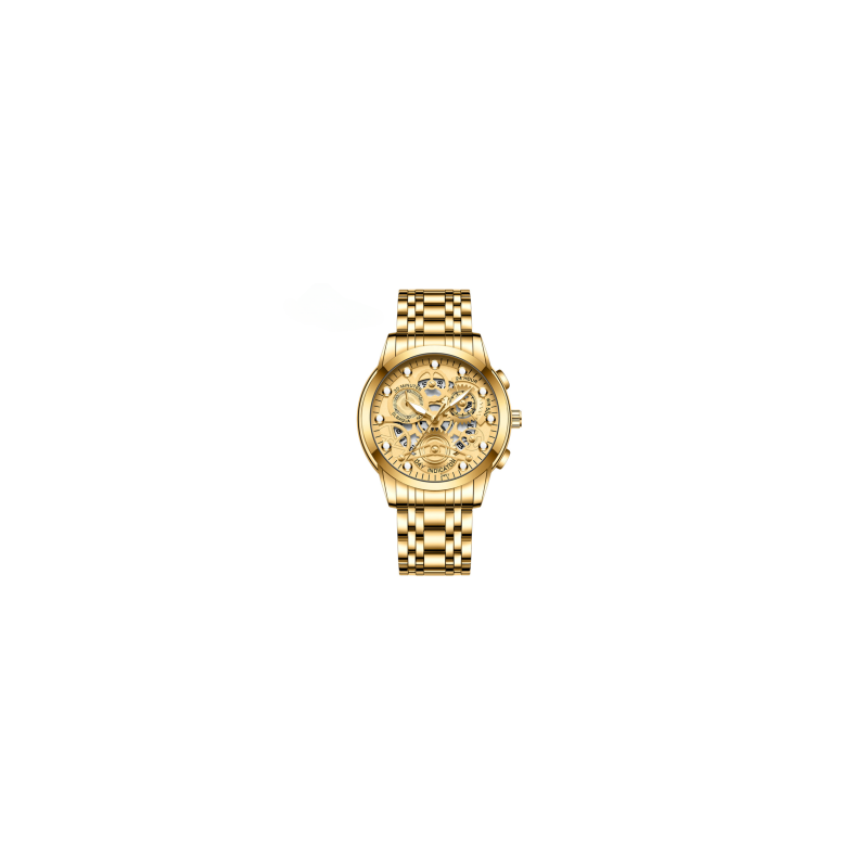 Montre Homme Lumineux Étanche en Acier Inoxydable 2451JJ - Or