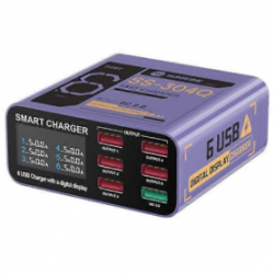 Chargeur Intelligent 6 Ports USB et Charge Rapide QC3.0 - SUNSHINE SS-304Q - Violet