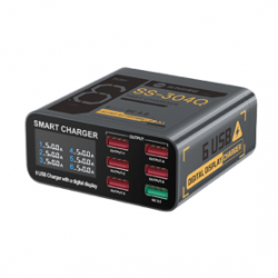 Chargeur Intelligent 6 Ports USB et Charge Rapide QC3.0 - SUNSHINE SS-304Q - Bleu
