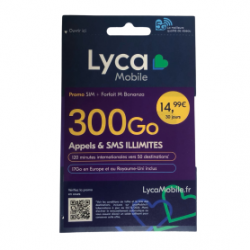 Carte SIM Prépayée Lyca mobile illimité +300 GO d’Internet Sans Abonnement
