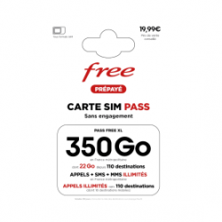 Carte SIM Prépayée Free Appel + SMS + MMS Illimité 350Go Internet Sans Engagement