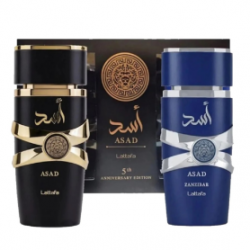 Coffret cadeau 2 pièces Lattafa Asad : Eau de parfum Asad 100ml et Asad Zanzibar 100ml - Unisex