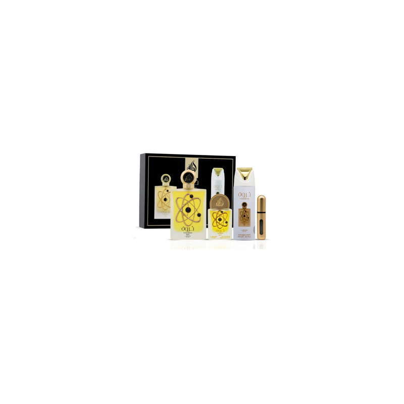 Coffret cadeau 3 pièces Lattafa Pride Tharwah Gold : Eau de Parfum 100 ml + 20 ml + Déodorant 200 ml