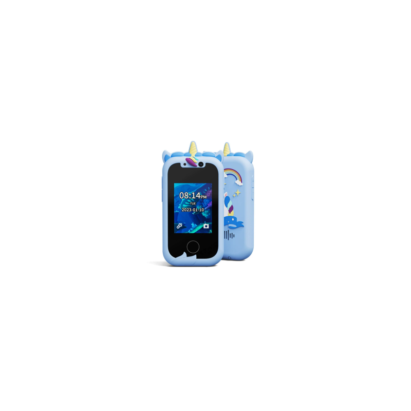 Jouet Smartphone KP08 Licorne - Écran IPS - Double Caméra Pour Enfants - Bleu