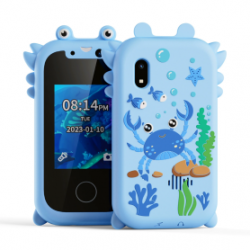 Jouet Smartphone KP08 Crabe - Écran IPS - Double Caméra Pour Enfants - Bleu