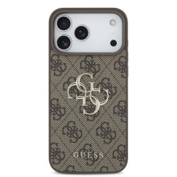 Guess Guess IPhone 17 Pro Max - Coque en PU 4G Avec Logo En Métal - Marron