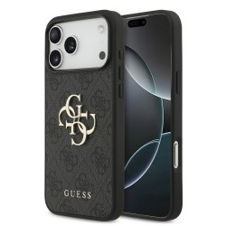 Guess Guess IPhone 17 Pro Max - Coque en PU 4G Avec Logo En Métal - Grise