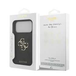 Guess Guess IPhone 17 Pro Max - Coque en PU 4G Avec Logo En Métal - Grise