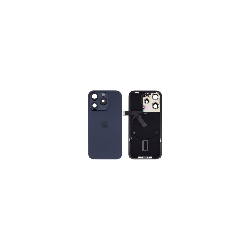 Vitre Arrière iPhone 15 Pro Titane Bleu Avec MagSafe (Original Demonté) - Grade AB
