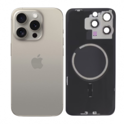 Vitre Arrière iPhone 15 Pro Titane Naturel Avec MagSafe (Original Demonté) - Grade AB