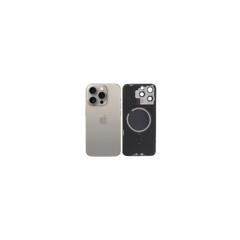 Vitre Arrière iPhone 15 Pro Titane Naturel Avec MagSafe (Original Demonté) - Grade AB
