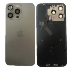 Vitre Arrière iPhone 15 Pro Max Titane Naturel Avec MagSafe (Origine Demonté) - Grade AB
