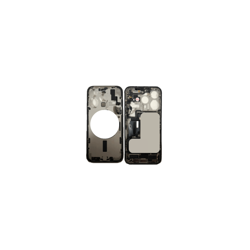 Châssis iPhone 15 Pro Noir avec Connecteur de Charge sans Vitre Arrière sans Batterie (Original Demonté) Grade AB