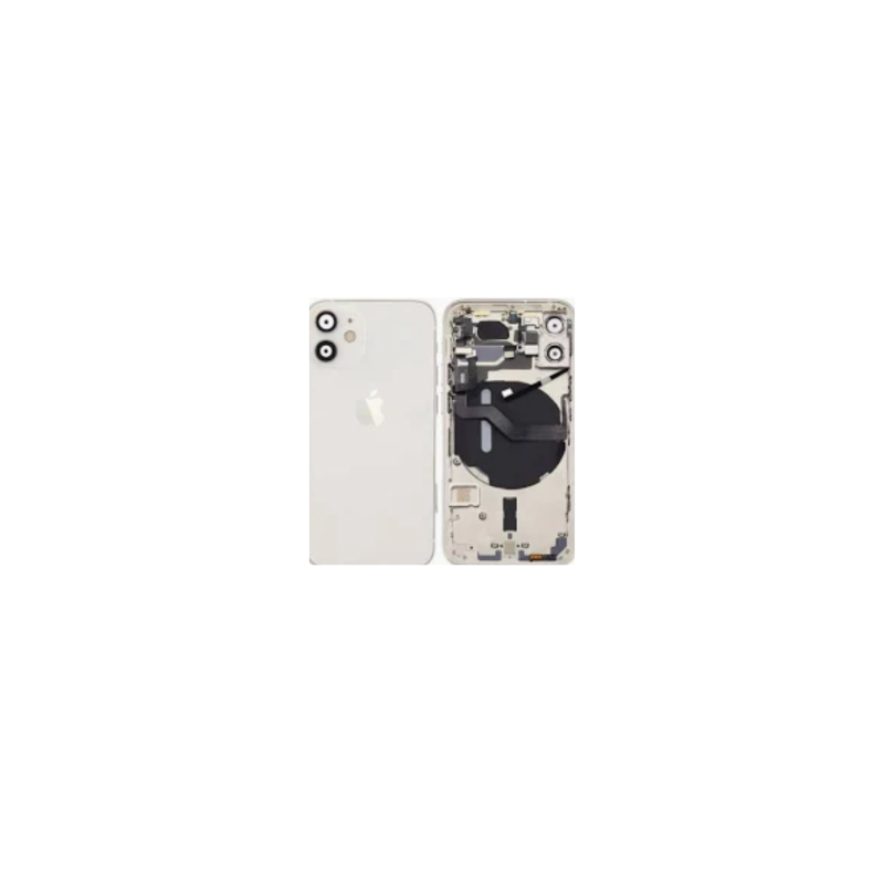 Châssis Complet iPhone 12 Blanc - Connecteur de Charge Sans Batterie (Original Demonté) Grade B