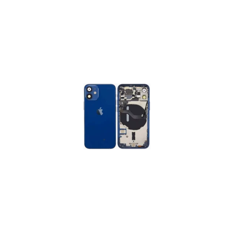 Châssis Complet iPhone 12 Mini Bleu - Connecteur de Charge sans Batterie (Original Demonté) Cassé