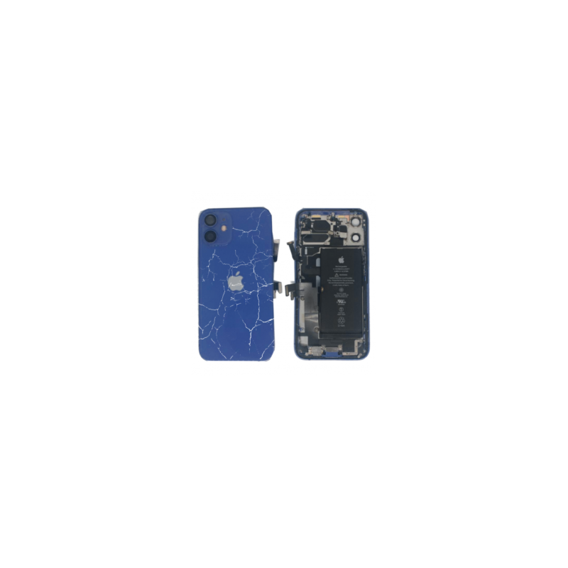 Châssis Complet iPhone 12 Mini Bleu - Connecteur de Charge + Batterie (Original Demonté) - Cassé