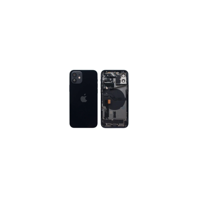 Châssis Complet iPhone 12 Noir - Connecteur de Charge sans Batterie (Original Demonté) Grade A