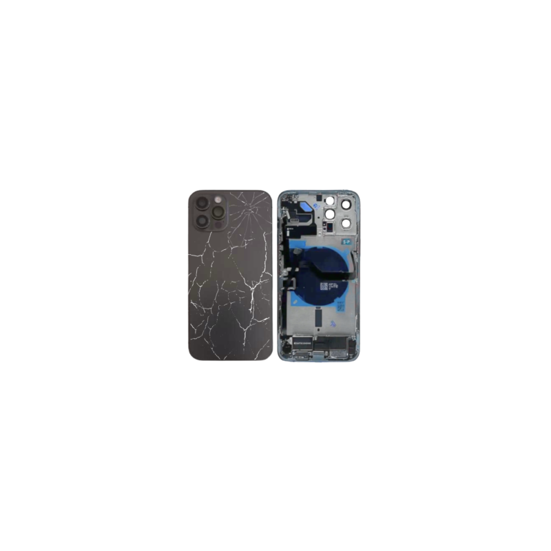 Châssis Complet iPhone 12 Pro Noir - Connecteur de Charge sans Batterie (Original Demonté) - Cassé