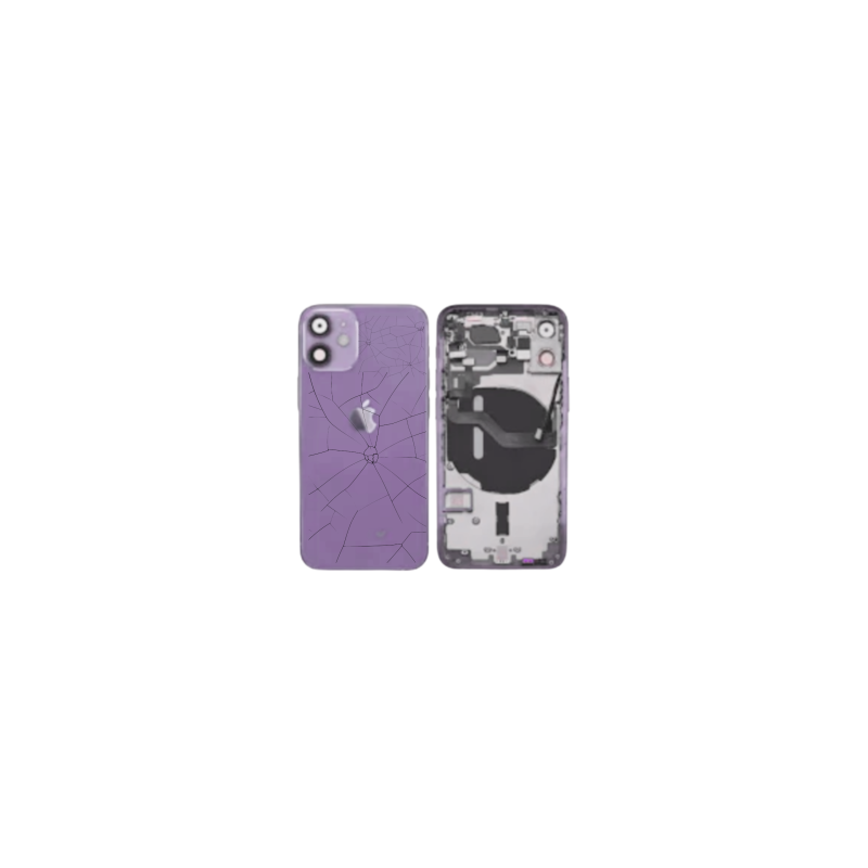 Châssis Complet iPhone 12 Mini Violet - Connecteur de Charge sans Batterie (Original Demonté) - Cassé