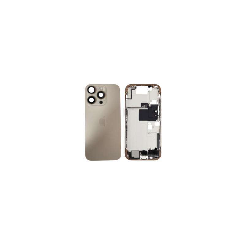 Châssis Complet iPhone 16 Pro Max Sans Connecteur de Charge Titane Sable (Original Demonté) - Cassé
