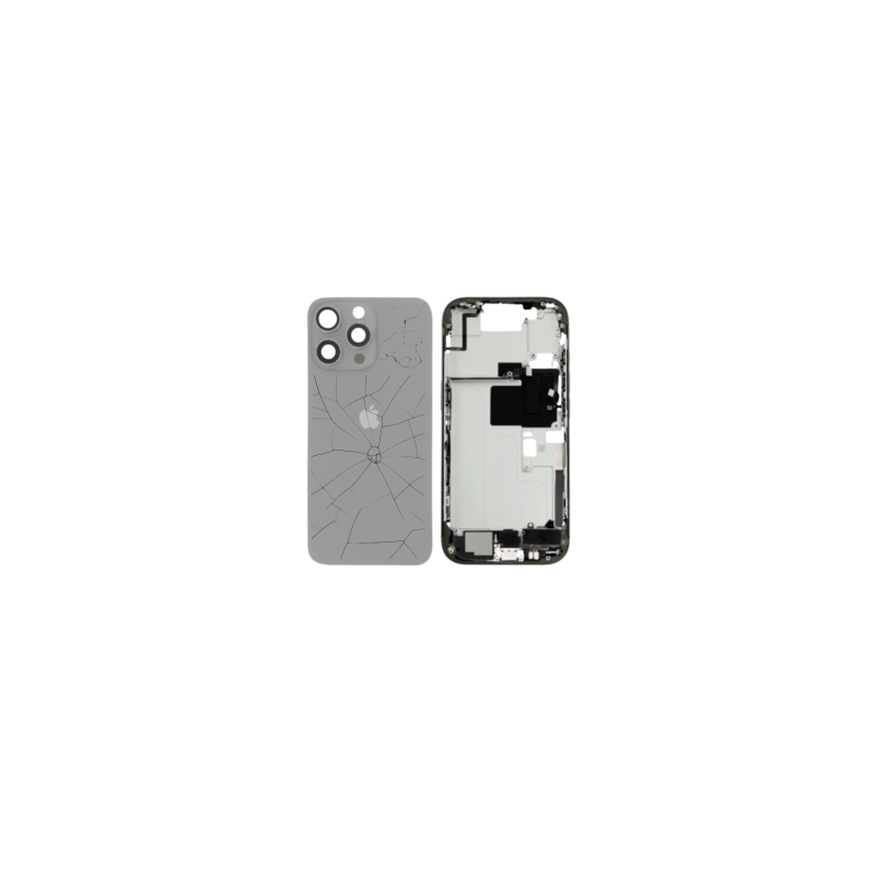 Châssis Complet iPhone 16 Pro Max Sans Connecteur de Charge Titane Naturel (Original Demonté) - Cassé