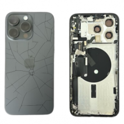 Châssis Complet iPhone 15 Pro Sans Connecteur de Charge Noir (Original Demonté) - Cassé