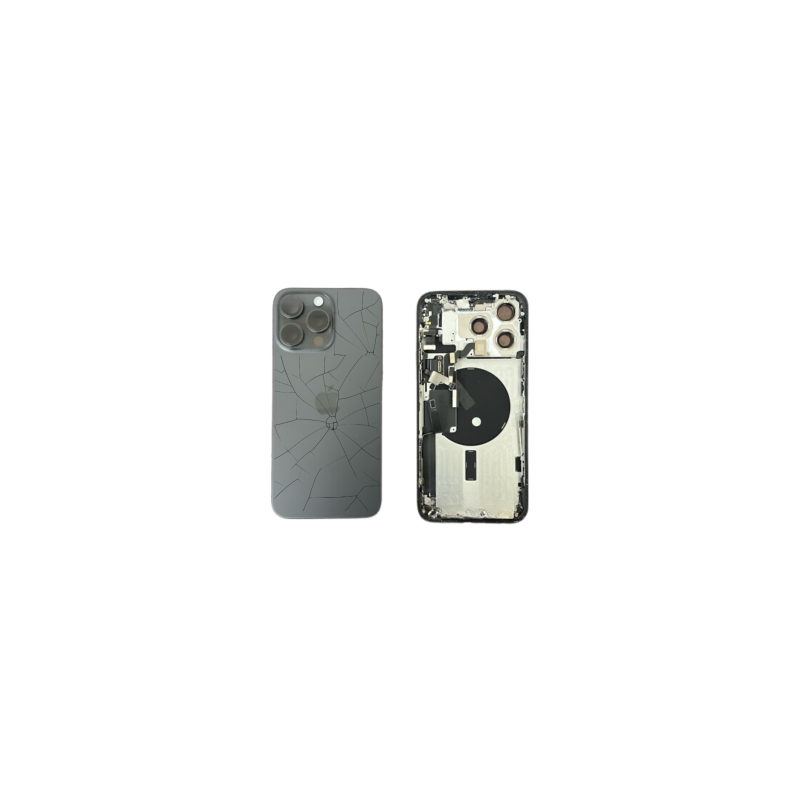 Châssis Complet iPhone 15 Pro Sans Connecteur de Charge Noir (Original Demonté) - Cassé