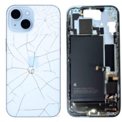 Chassis iPhone 15 Bleu Sans Connecteur de Charge avec Batterie(Origine Demonté) - Cassé