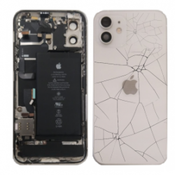 Châssis Complet iPhone 12 Blanc - Sans Connecteur de Charge avec Batterie (Original Demonté) - Cassé