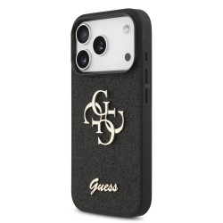 Guess IPhone 17 Pro - Coque Guess à paillettes fixes avec logo métallique 4G - Noire