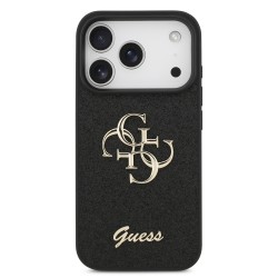 Guess IPhone 17 Pro - Coque Guess à paillettes fixes avec logo métallique 4G - Noire