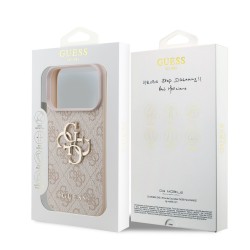 Guess IPhone 17 Pro - Coque Guess avec logo métallique PU 4G - Rose