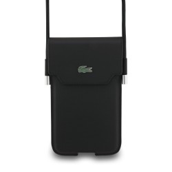 Étui / Sacoche pour téléphone Lacoste en PVC iconic petit piqué avec logo metallique XL Noir