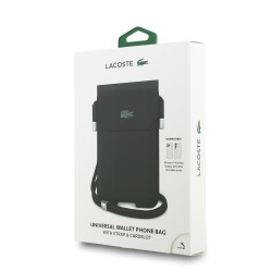 Étui / Sacoche pour téléphone Lacoste en PVC iconic petit piqué avec logo metallique XL Noir