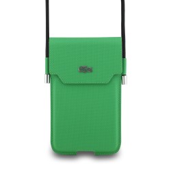 Étui / Sacoche pour téléphone Lacoste en PVC iconic petit piqué avec logo metallique XL Verte