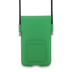 Étui / Sacoche pour téléphone Lacoste en PVC iconic petit piqué avec logo metallique XL Verte