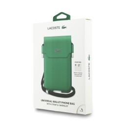 Étui / Sacoche pour téléphone Lacoste en PVC iconic petit piqué avec logo metallique XL Verte