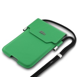 Étui / Sacoche pour téléphone Lacoste en PVC iconic petit piqué avec logo metallique XL Verte