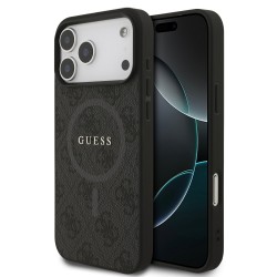 Guess Guess IPhone 17 Pro Max - Coque en PU avec cadre dore et magsafe 4G - Noir