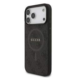 Guess Guess IPhone 17 Pro Max - Coque en PU avec cadre dore et magsafe 4G - Noir