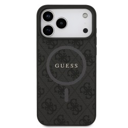 Guess Guess IPhone 17 Pro Max - Coque en PU avec cadre dore et magsafe 4G - Noir