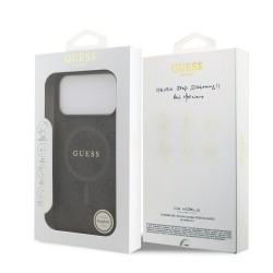 Guess Guess IPhone 17 Pro Max - Coque en PU avec cadre dore et magsafe 4G - Noir