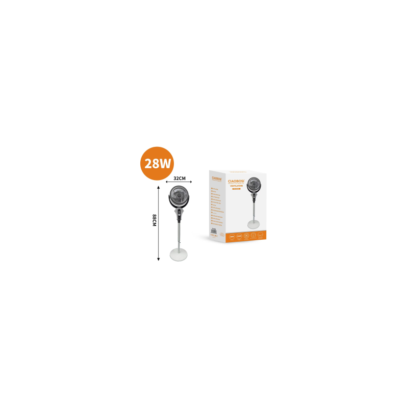 Ventilateur sur Pied 28W 220V CIAOBOSI TX-04148 - Gris