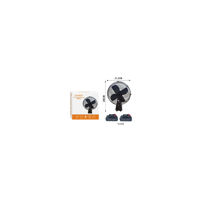 Ventilateur avec Double Batterie 2*21V CIAOBOSI TX-04722 - Noir