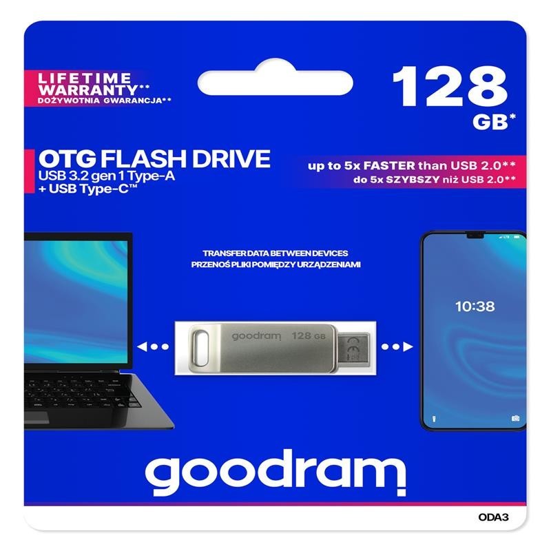 Goodram pendrive : cle USB 128GO TYPE-A + TYPE-C - Silver
