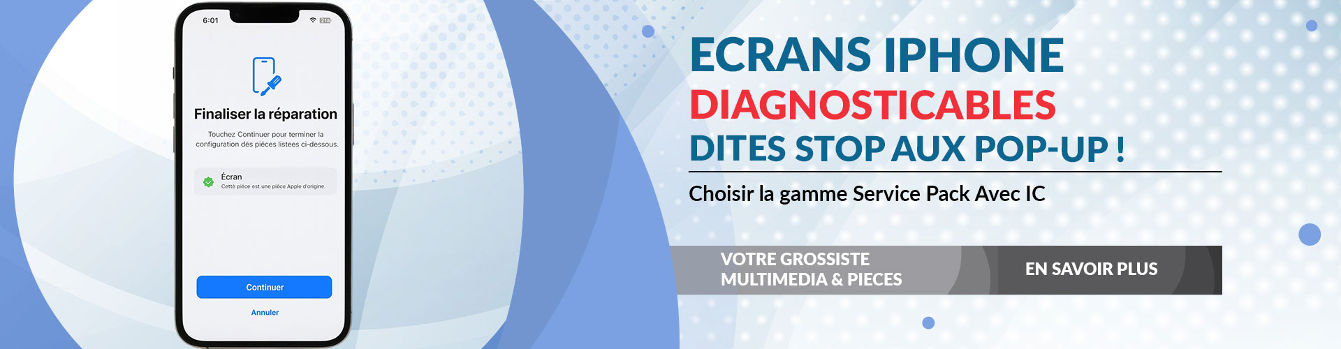Écrans iPhone Diagnostiquables sans Pop-Up 